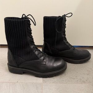 Charles David Black Lace-Up Combat Boots